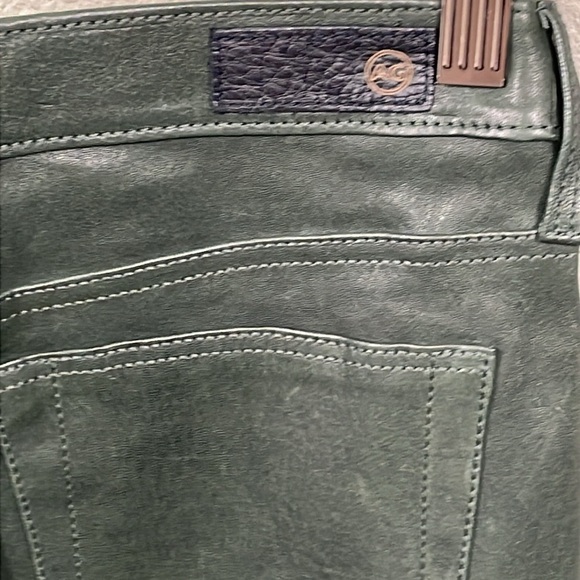 New AG Adriano Goldschmied The Legging Super Skinny Green Leather Pants Sz 26 - Picture 7 of 13